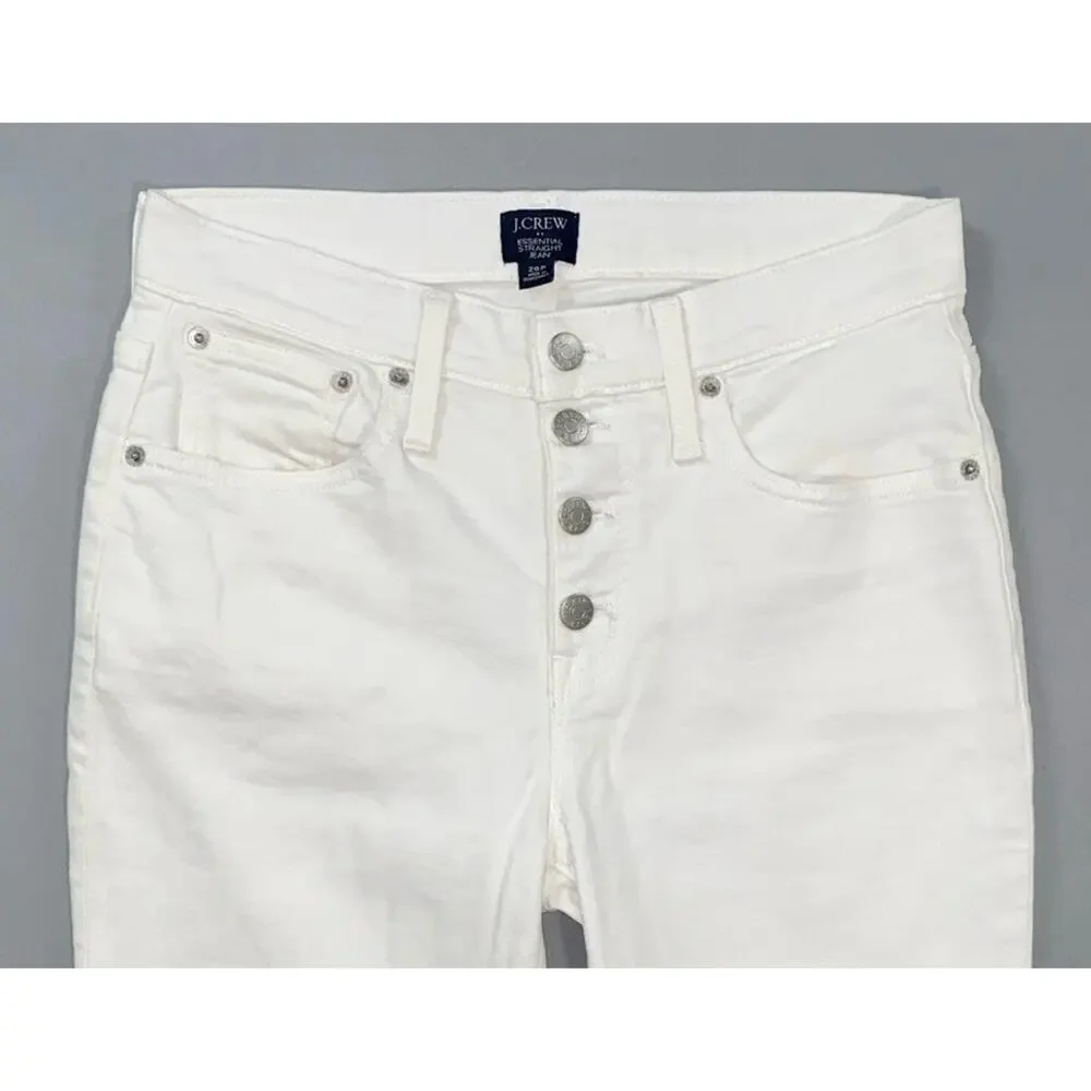 J Crew BF884 Women's Exposed Button Fly Stretch 'Essential Straight Jean'. 26P.